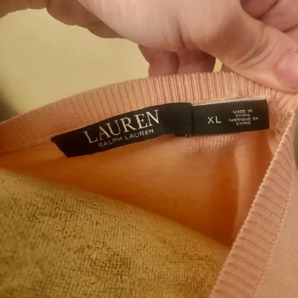 100% cotton Ralph Lauren pink ruffle sweater size XL - Picture 6 of 6